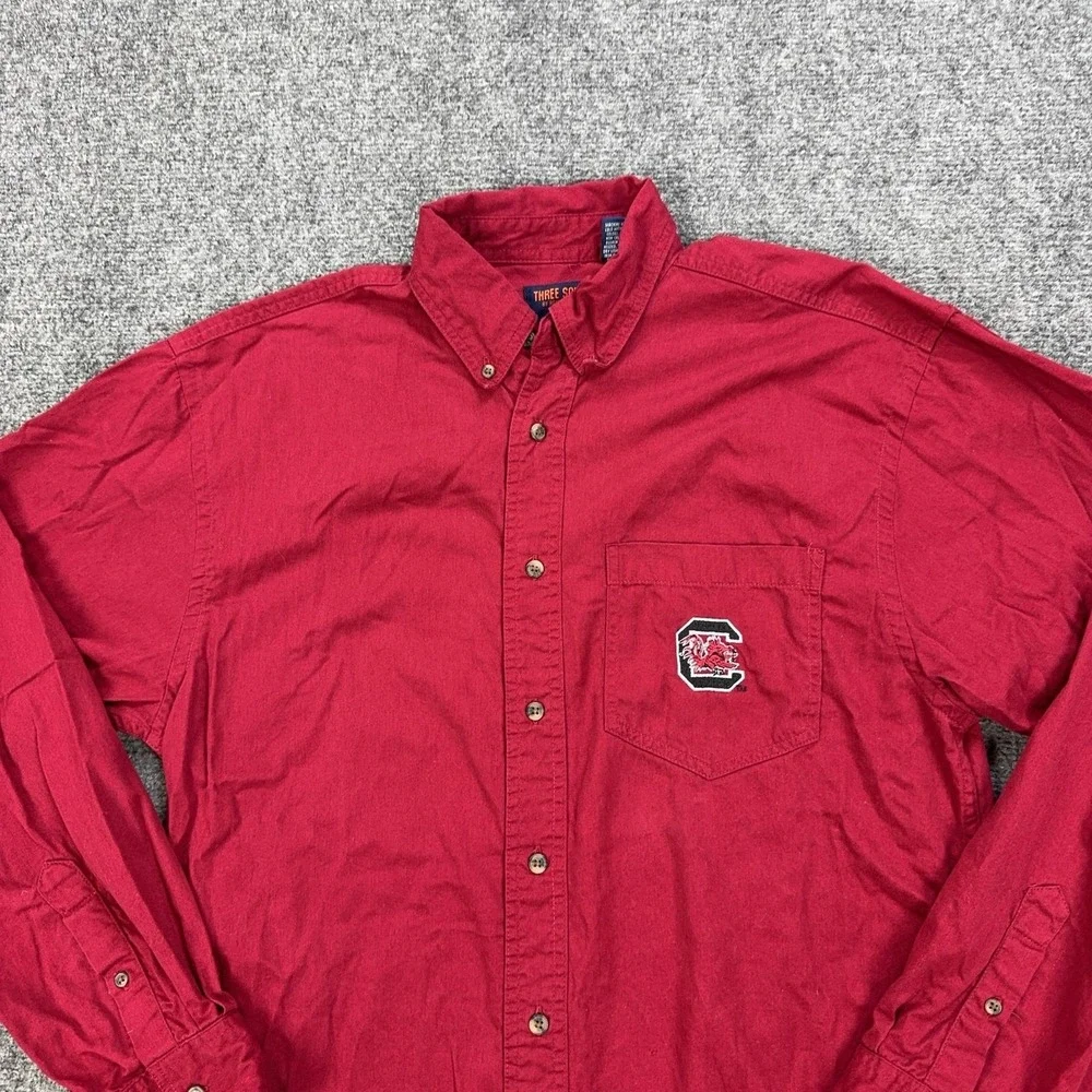 South Carolina Gamecocks Shirt Mens Large Red NCAA Football Three Square Cotton